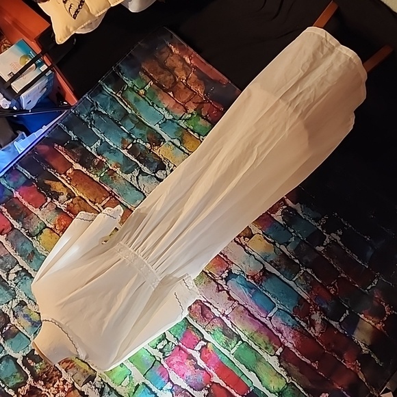 Vintage Floral Embroidery Prairie Dress with Lace AS IS - Picture 5 of 15